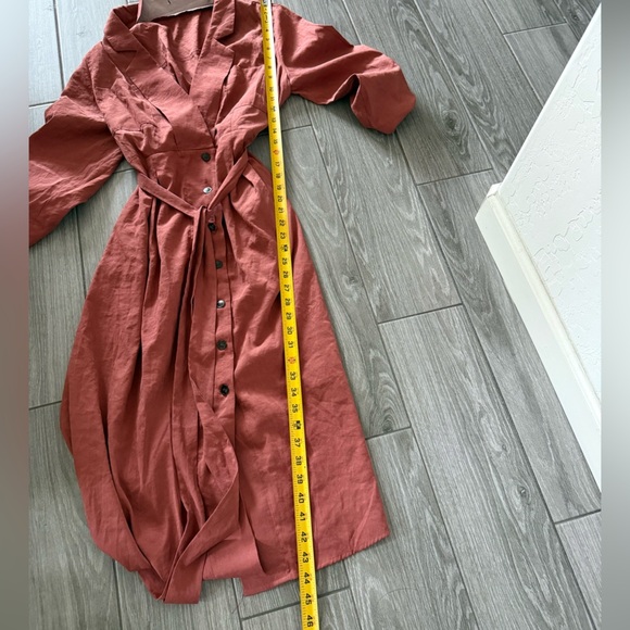 Very J|Burnt orange rust button down midi dress,collar blazer style•••LARGE,Fall - Picture 10 of 11